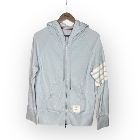 Thom Browne Sky Blue 4-Bar Hoodie Size 4 / Large - Picture 3 of 15